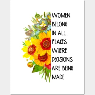 Women Belong in All Places RBG Quote Saying Posters and Art